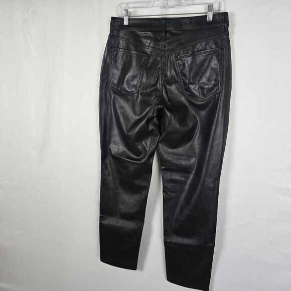 Old Navy Pants Women's 10 Black Faux Leather High Rise O.G. Straight Pockets - Picture 15 of 16